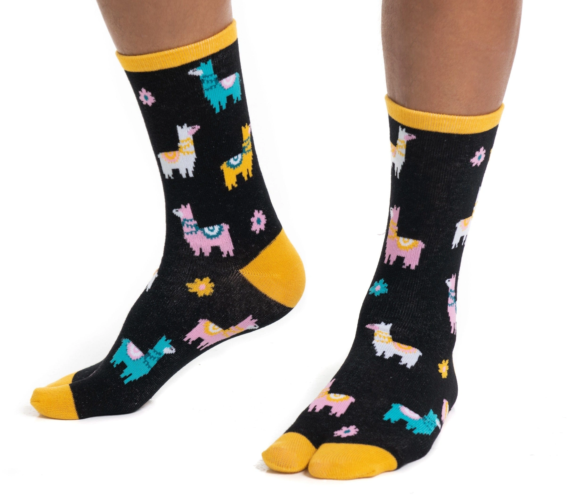 Llama Love Flip Flop Socks Cozy Toes Black Fun Style